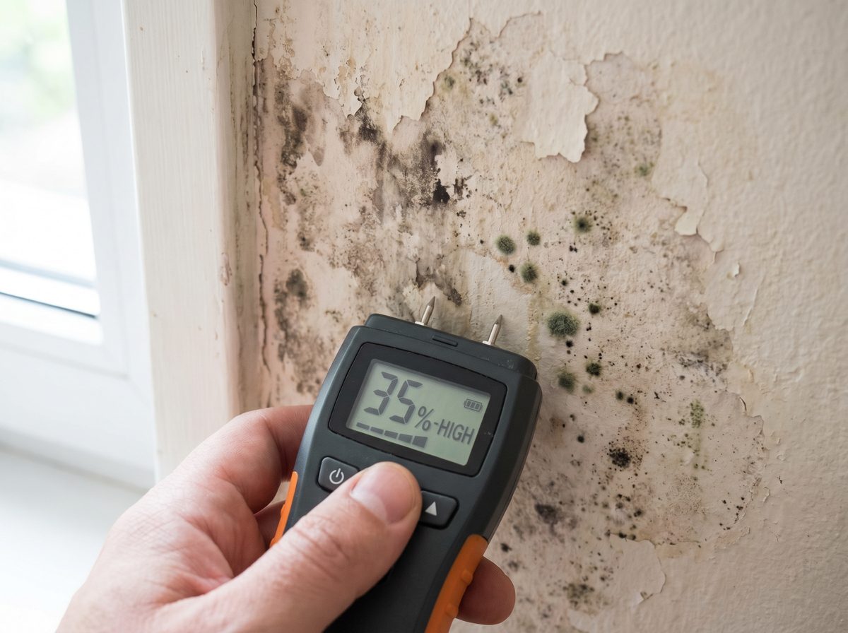 Moisture damage assessment on a residential wall