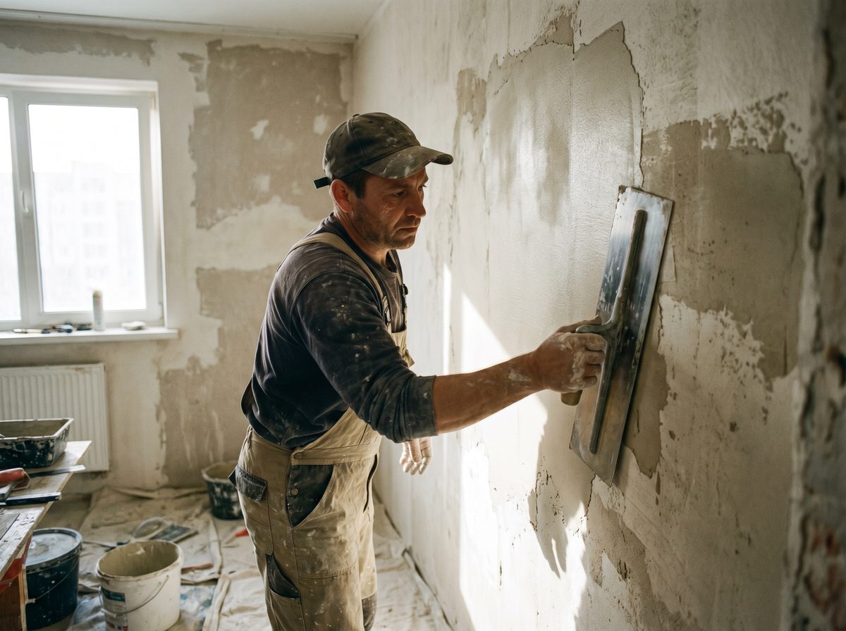 Residential wall restoration in progress